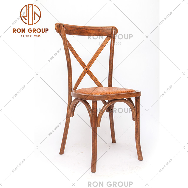 Hot Sale Dining Room Furniture modern luxury wooden chairs with woven rattan cushion for wedding banquet restaurant 