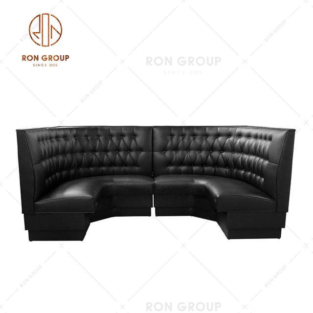 High  Quality Customized U-shape Black Leather Sofa Seating Restaurant Booth Sofa Set