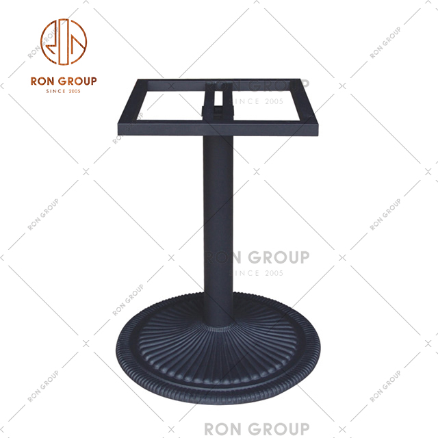 High End Outdoor Patio Furniture Restaurant Dining Table Metal Base With Round Shape And Black Color