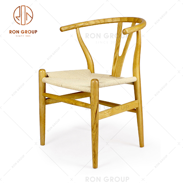 Hot Sale Modern Solid Wood Dining Chair With Rope Soft Seat For Restaurant Hotel and Coffee Shop 