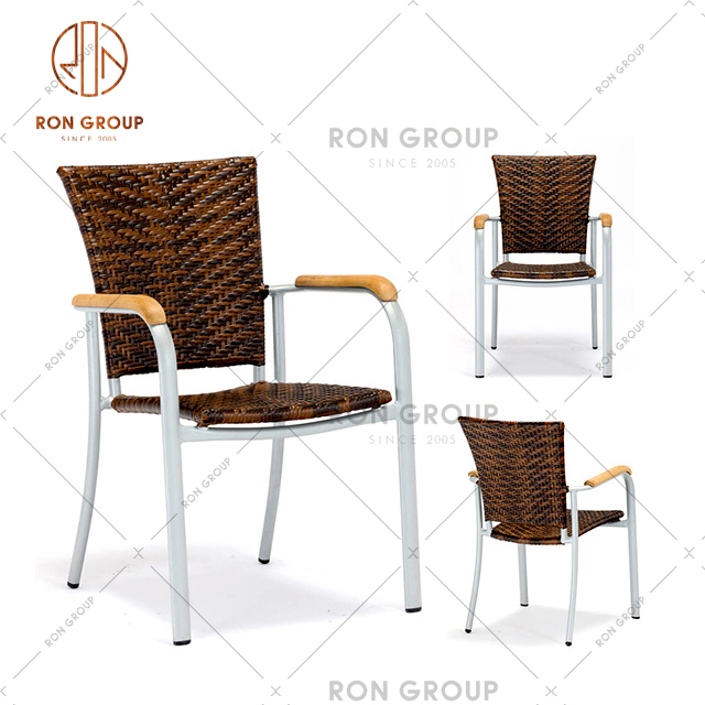 Cheap Price Outdoor Chair And Table Aluminum With Rattan Armchair For Garden