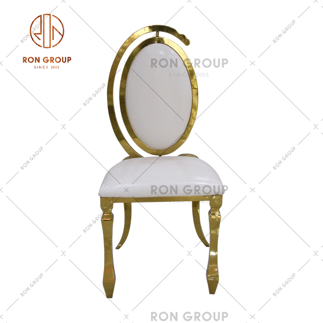 High Quality Luxury Wedding Chair With Golden Stainless Steel And PU Leather Soft Seat For Hotel & Banquet & Party 