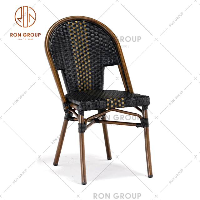 French Style Rattan Armless Chair Outdoor for Dinning Furniture 