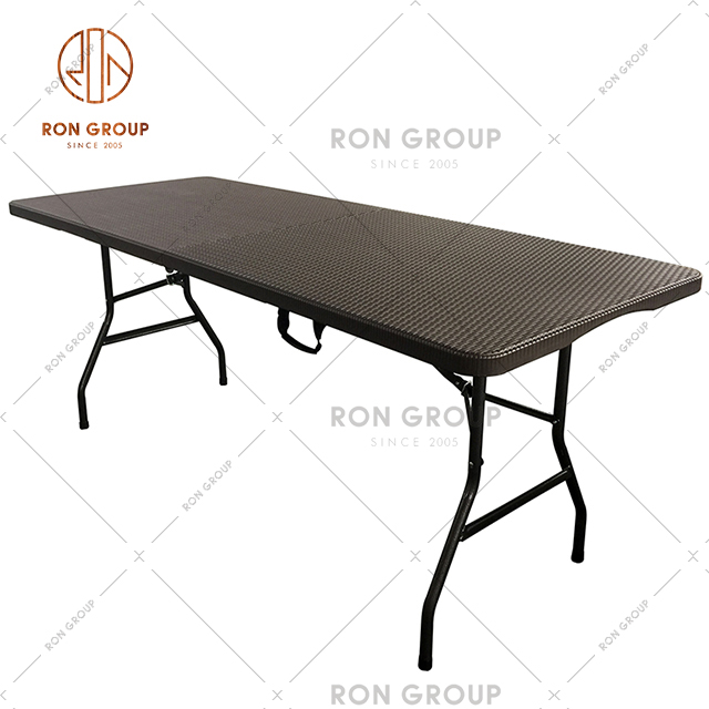 Outdoor Long Plastic Folding Tables Indoor With Metal Leg Use In Reataurant Wedding Parties Event