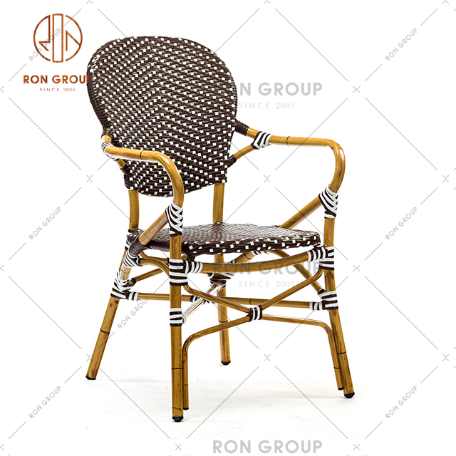 New Style French Bistro Arm Chair Artificial Rattan Chair for Outdoor