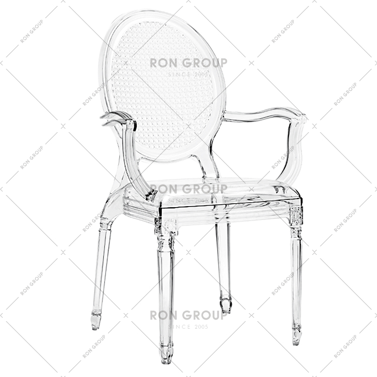 Cheap Wedding Transparent Tiffany Chair With Armrest Leisure Romantic Furntire For Banquet & Cafe & Outdoor & Restaurant