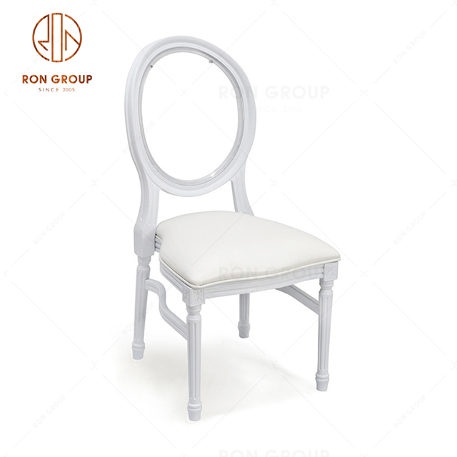 Cheap Price Wedding Furniture With Resin Frame And Round Backrest Design For Hotel Banquet Dining PU Leather Chair