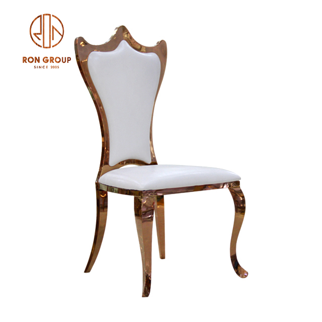 Classical Luxury Golden Stainless Steel Wedding Dining Chair For Restaurant And Banquet With High Backrest