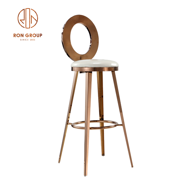 China Supplied Rose Gold Stainless Steel High Leg Banquet and Wedding Dining Chair For Upholstered & Hotel& Restaurant