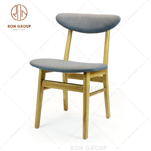 Modern Style Hotel and Restaurant Ash Wood Fabric Dining Chair With Soft Seat Cushion 