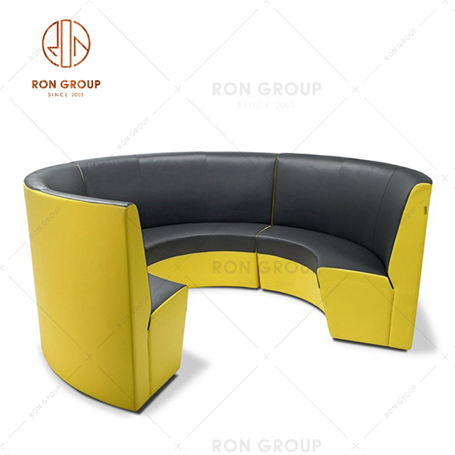 Hot Sale Popular Customized U-shape Booth Sofa With Black and Yellow Color For Restaurant & Cafe & Bar