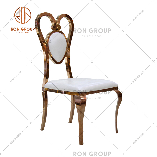 Luxury Wedding Chair With Gold Stainless Steel Frame With Unique Backrest Design For Hotel & Restaurant & Party