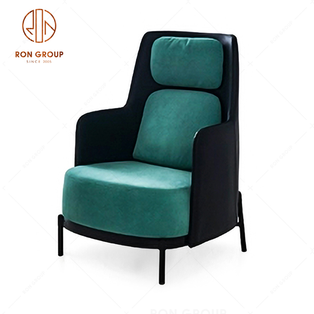 Hot Sale Hotel Blue High Back Leisure Chair Fabric Single Sofa Armchair