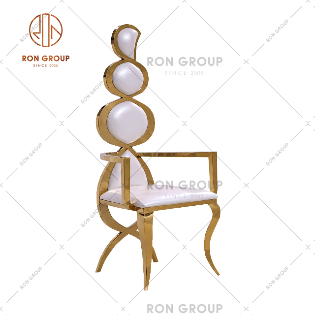 Hot Sale Restaurant Dining Chair With Gold Stainless Steel Frame And High Backrest Design For Hotel & Wedding & Party