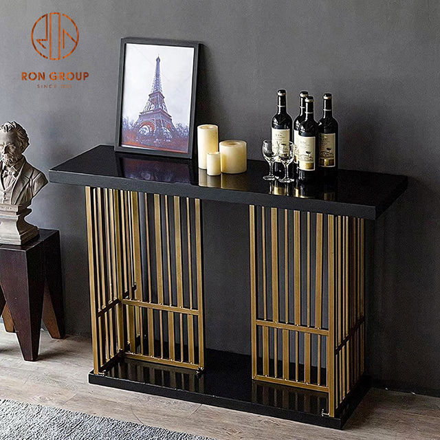 Marble Top Stainless Steel Gold Color Console Table