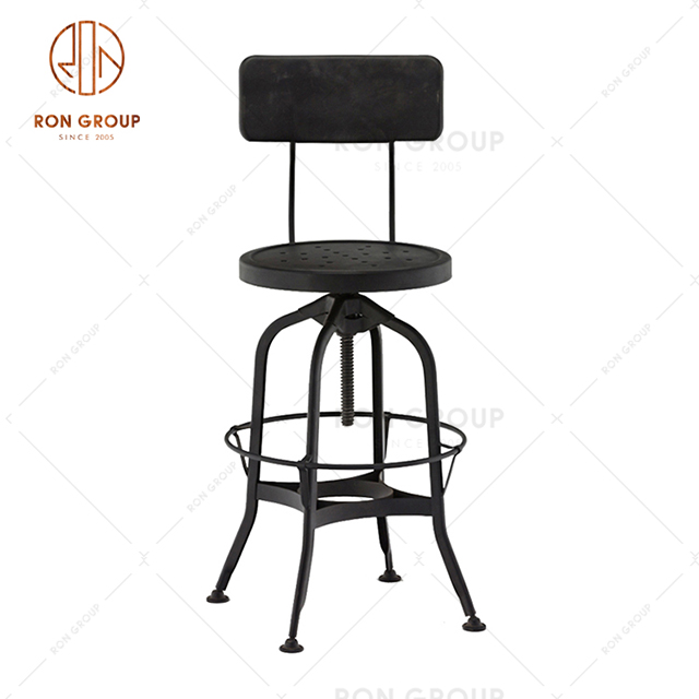 GA403BC-65ST High Quality Black Powder Coat Metal Bar Furniture Steel Dining Chair For Restaurant&Hotel