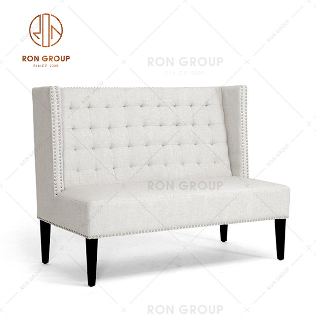 High Quality Customize White Restaurant Sofa  Booth With White Fabric For Restaurant & Cafe & Hotel
