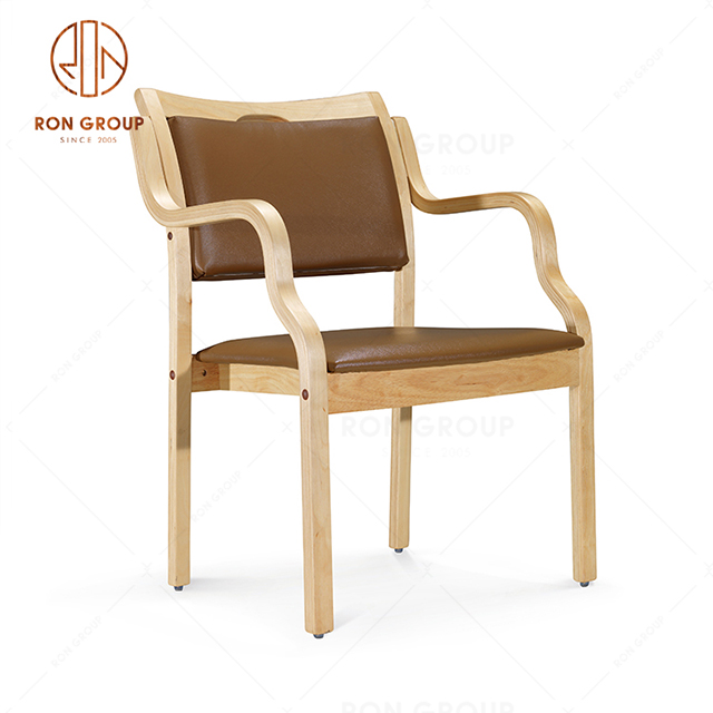 Factory Outlet Wooden Dining Chair With Armrest  Table Chair For Hotel Bistro Restaurant Coffee Shop