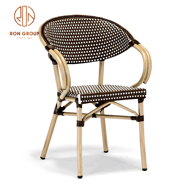 Modern Style French Bistro Arm Chair Artificial Rattan Chair for Outdoor and Garden