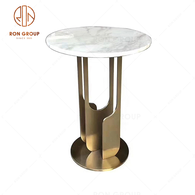 Round Metal Golden Stainless Steel Side Table