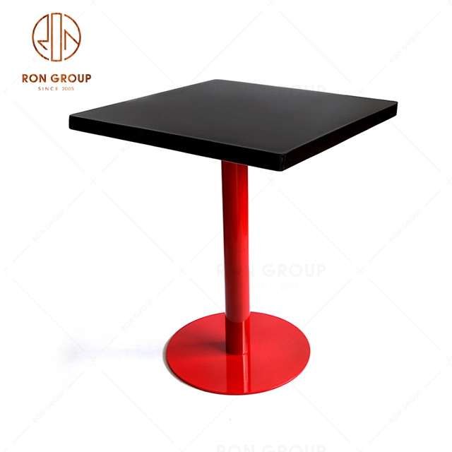 High Quality Supply Restaurant Furniture With Red Metal Table Base For Restaurant & Hotel & Bar