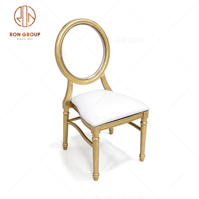 Top Pick Wedding Garden Resin Louis Chair With Vinyl Padded Back And Gold Color Frame For Hotel & Cafe & Indoor