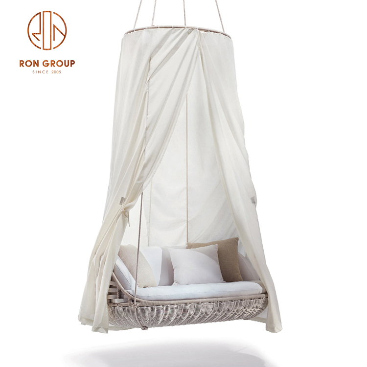 Outdoor Wicker Hanging Rattan Swing Chair Garden Patio Chair Outside Furniture with Steel Stand