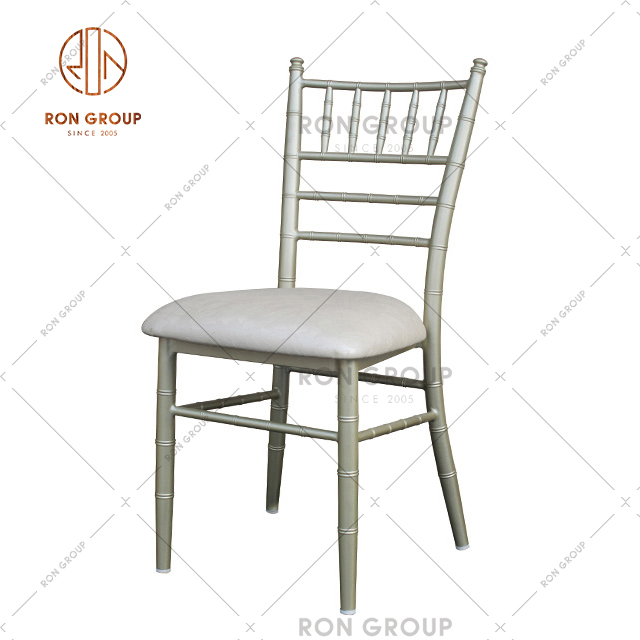 Best quality commercial aluminum chair spray silver powder with imitate bamboo joint design for wedding