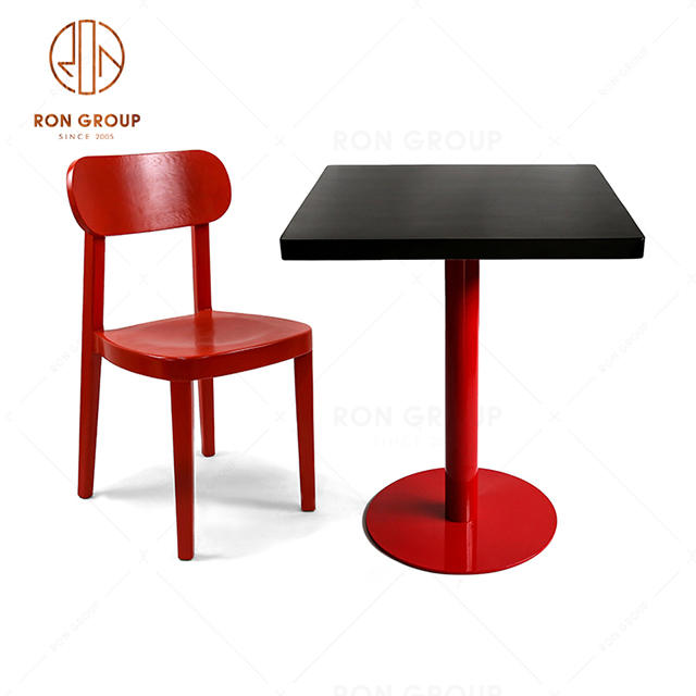 High Quality Fashion Supply Restaurant Furniture With Red Metal Table Base For Restaurant & Hotel & Bar