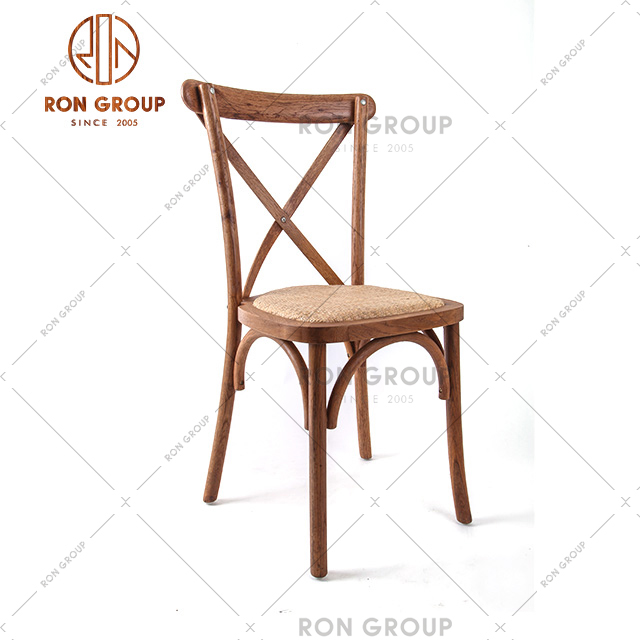 K&B italian modern restaurant high back colorful wooden dining chair luxury garden cafe with woven rattan cushion