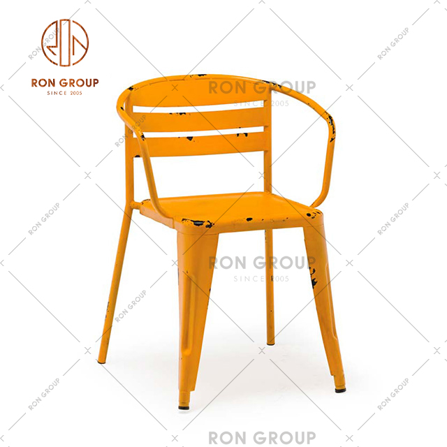 Cheap Price Retro Style Metal Chair Outdoor Armchair Dining Chair For Snack Bar