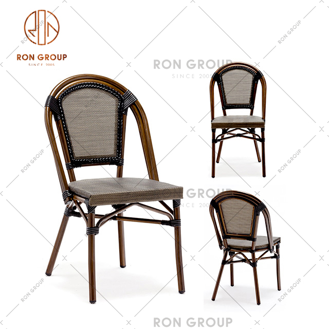 Popular PE Rattan Chair Outdoor Restaurant Dining Chair Metal Furniture Sets