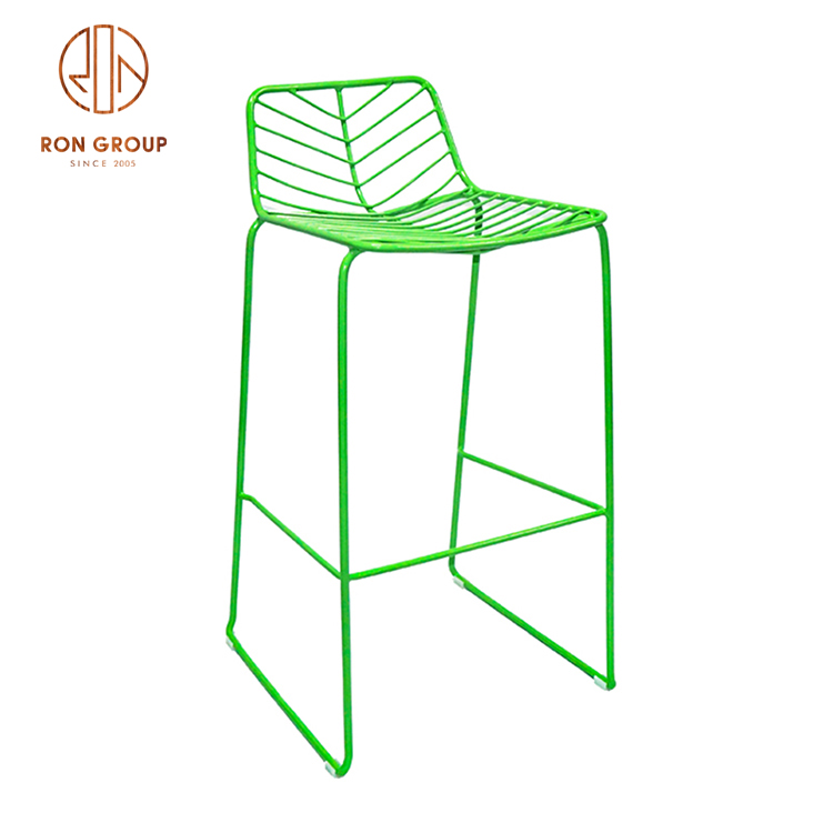 Modern Style Bright Green Color Metal Steel High Bar Chair