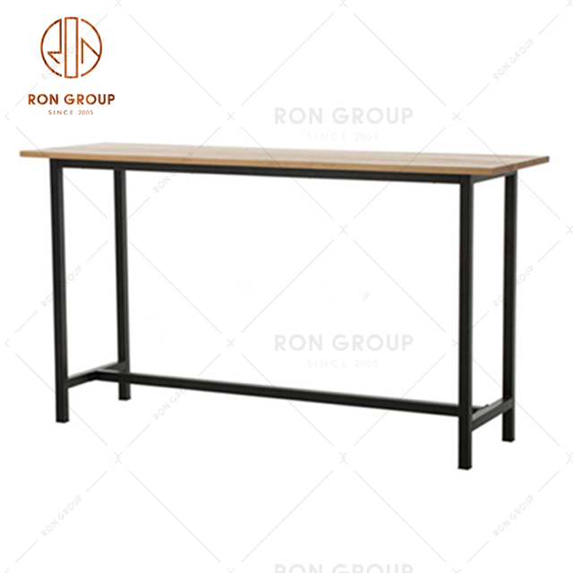 Wholesale Factory Restaurant Furniture Metal Bar Table Rectangular Dining Table For Coffee Shop And Canteen