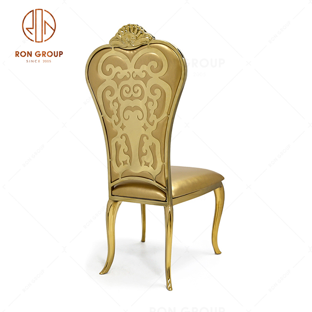 Supply Wedding Furniture With Gold Stainless Steel Frame  Dining Chair For Banquet & Restaurant & Hotel