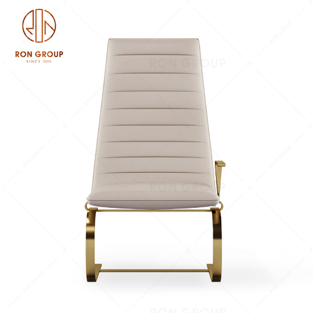High-End White PU Leather With Metal Armchair Hotel Leisure Chair