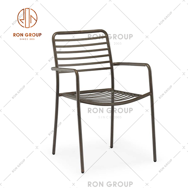 China Factory Outlet Outdoor Furniture Metal Dining Chair Garden Leisure Armchair