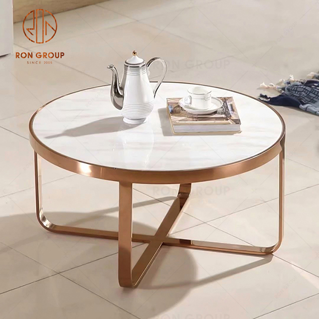 High qulity hotel modern design matal glod base and marble top side table