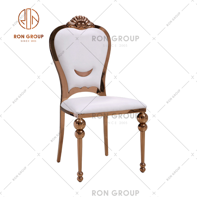 Manufactory Outlet High Quality Restaurant Dining Chair With Golden Stain Steel Frame For Wedding & Hotel & Party