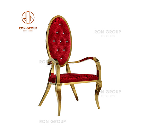 Royal retro style dining chair with stainless steel frame high quality soft bag