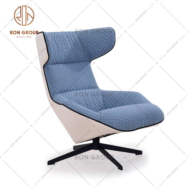 Hot Sale Retro Cloth Style Rotation Leisure Chair Top Cloth Metal Turnable Leg