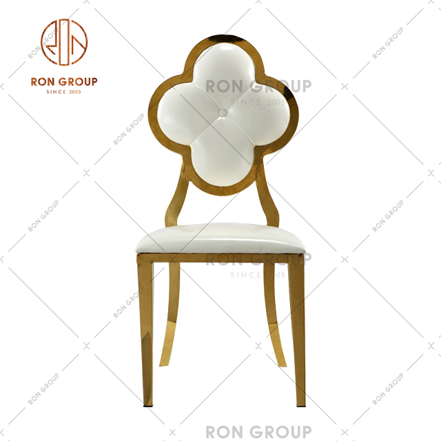 Popular Modern Design Luxury Wedding Furniture With Golden Stainless Steel Frame And Flower Design Backrest For Hotel & In-house & Restaurant