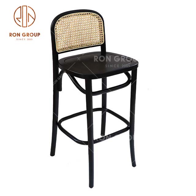 20220719 Hot Selling Restaurant Hotel Cafe Bar Overall Matching Case High Wood Rattan Chair
