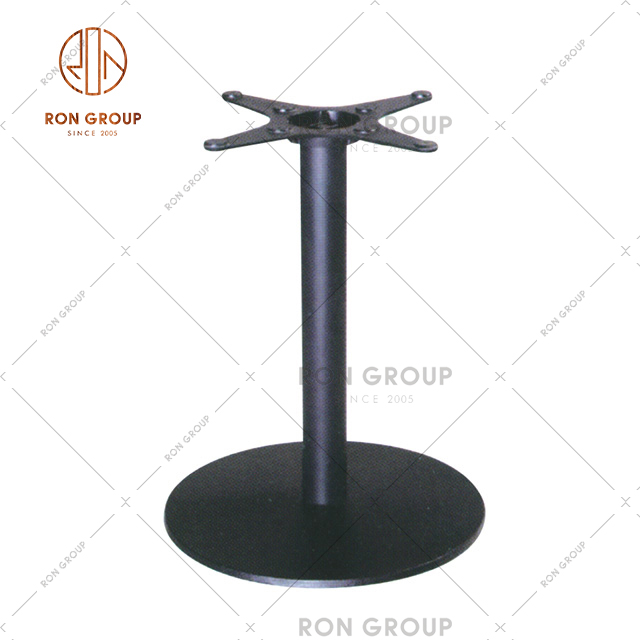 Chain Restaurant Furniture Fittings Cafe Dining Table Base With Round Design And Black Color