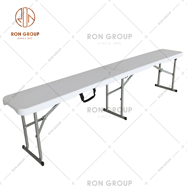 Factory Direct Sale  Outdoor Folding Simple Long Table With Plastic Top And Metal Leg Frame