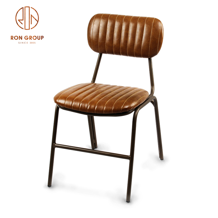 RNFCM004 Hot Sale Popular Modern Style Metal Chair for Restaurant and Hotel with Leather Seat