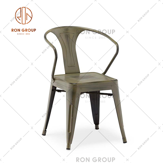 Popular Antique Style Metal Armchair Dining Chair For Restaurant And Bar