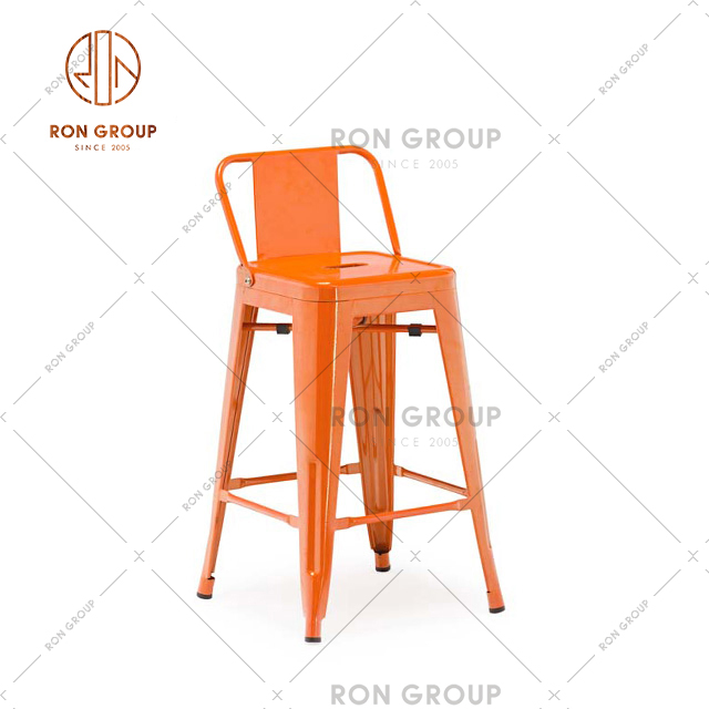 Popular Bar Furniture Orange Metal Bar Chair For Restaurant And Cafe