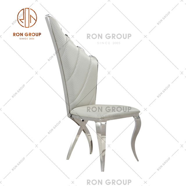 Special Silvery Wing Shape Seat Back Wedding Dining Chair For French Restaurant & High End Hotel 