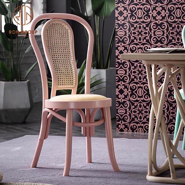 China Factory Wholesale Pink Dining Chair Green Rattan Dining Chair